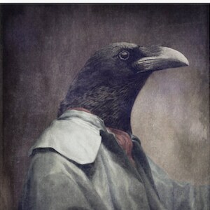 Crow Art Print Raven Art Animals In Clothes Anthropomorphic Etsy