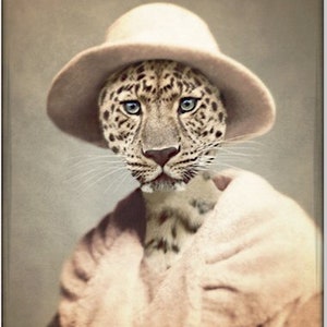 Leopard Art Print Animal Art Anthropomorphic Animals In Clothes Big Cat Pastel Painting Unique Decor  &quot;Pastel Stella&quot;