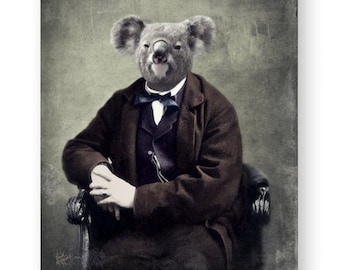 Unique Koala Bear Animal Art Print, Animals As Humans Wall Art, Victorian Decor, Vintage Wall Decor, "Judge Melbourne" (non AI art)