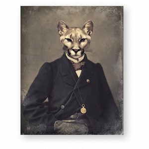 Cougar Art Print: "Chadwick" Anthropomorphic Animal Portrait