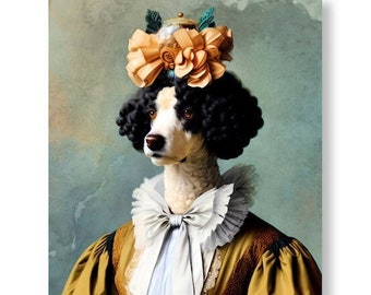 Unique Dog Art Painting Print Spaniel Gift for Dog Lover Dog in Paintings Ecclectic Home Decor, Dogs as Royalty, "Penelope Hooperbottom""