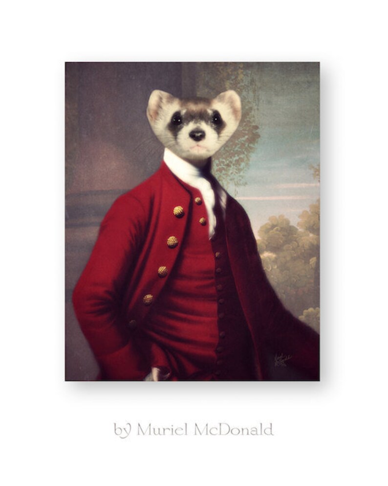 Ferret Art Print Animal Art Anthropomorphic Fine Art Animals - Etsy