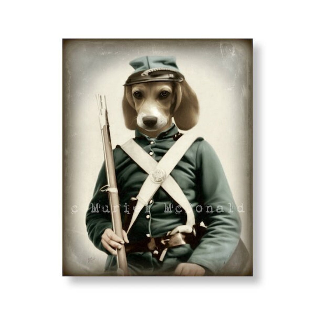 Beagle Civil War Print | Whimsical Dog Portrait Art - Etsy