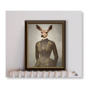 Unique Deer Art Animal Print Digital Animals As People Collage Farmhouse Decor, Gentle Soul non AI art image 3