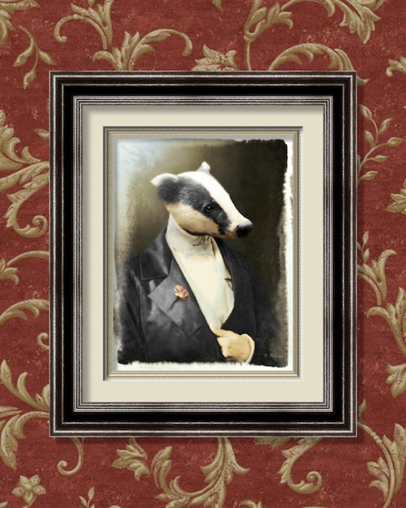 Unique Badger Art Print, Fine Art Photography, Anthropomorphic, Animal Vintage Prints, Pierre 'Digger' Becheur non AI art image 2