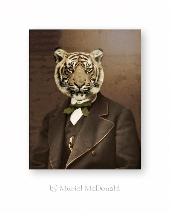 Tiger Art Print Animal Art Anthropomorphic Animals In Clothes | Etsy