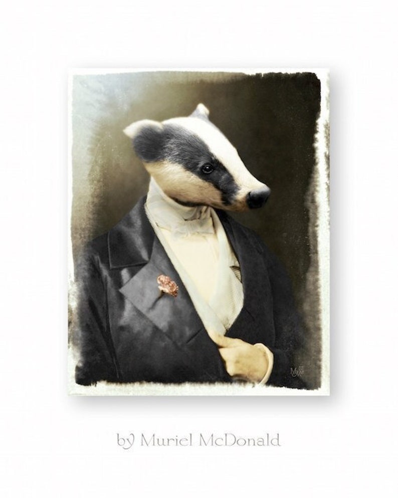 Unique Badger Art Print, Fine Art Photography, Anthropomorphic, Animal Vintage Prints, Pierre 'Digger' Becheur non AI art image 1