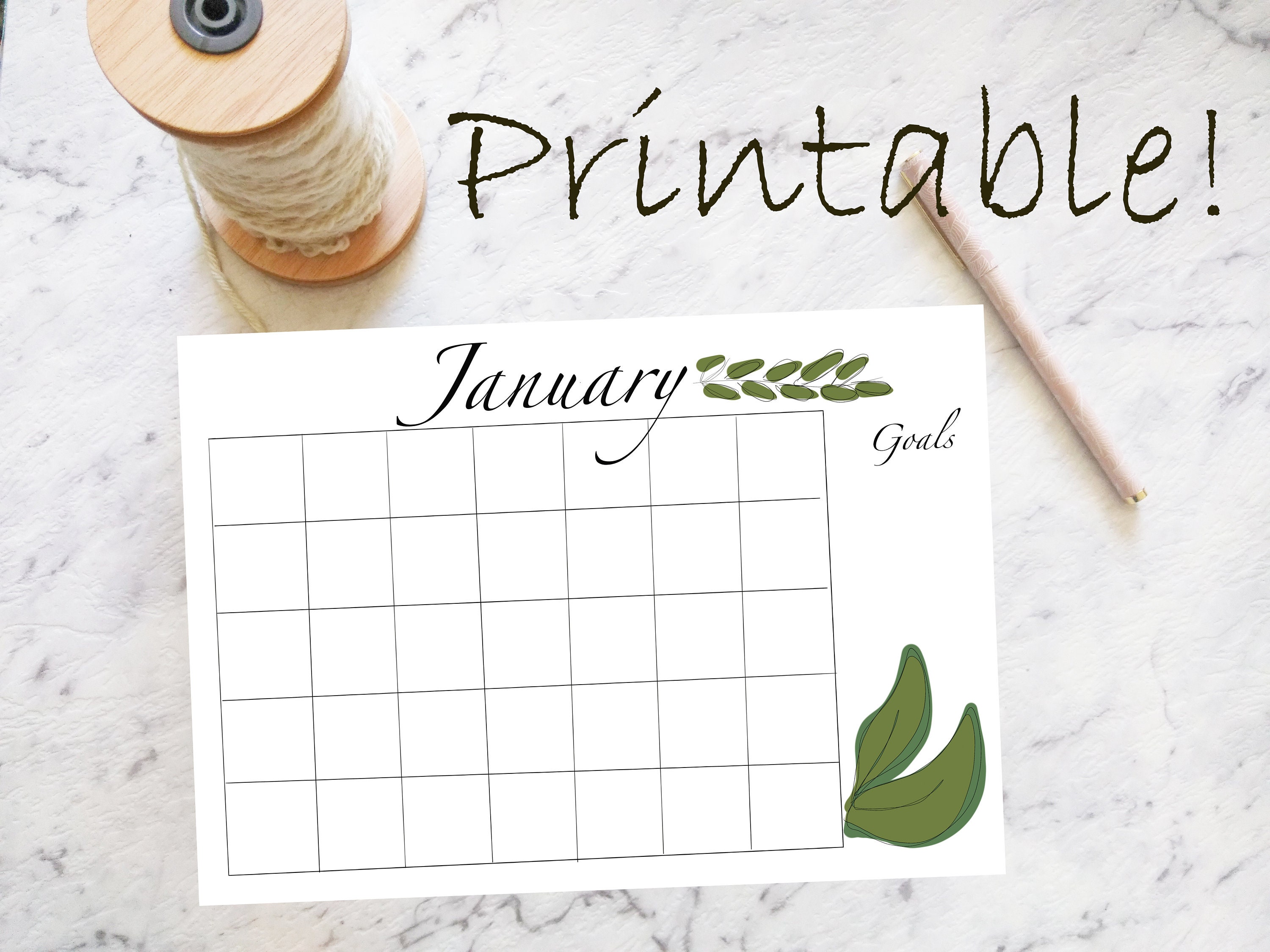 Calendar January Planner PDF Printable Etsy