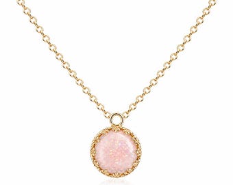 Breast Milk Necklace and Pink Opal, preservation milk, Handmade Keepsake Jewelry for Moms, Breastfeeding Memory Gift