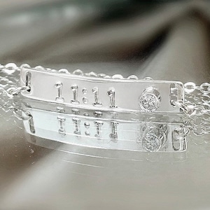 Pulsera de plata de ley 1111, numerología 1111, número angelical 1111, joyería de plata 1111
