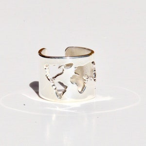World Map Silver Ring