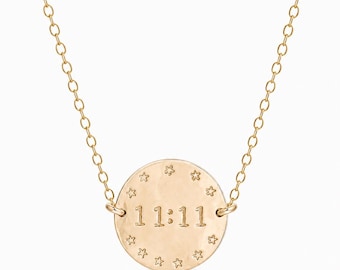 11:11 14 k Gold Filled /  Angel Number, Necklace 1111 / 14k Gold filled pendant, hand stamped jewelry, 1111 Jewelry,