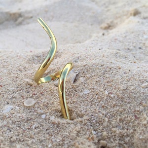 Espiral, anillo contemporáneo en espiral, anillo de plata, oro plateado anillo