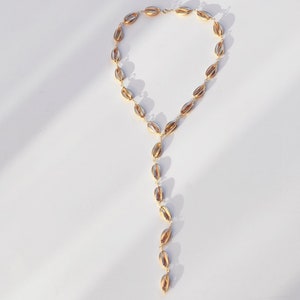 cowrie gold long necklce, cowrie choker, shell necklace, hemp necklace, seashells necklace, gold plated cowrieshell