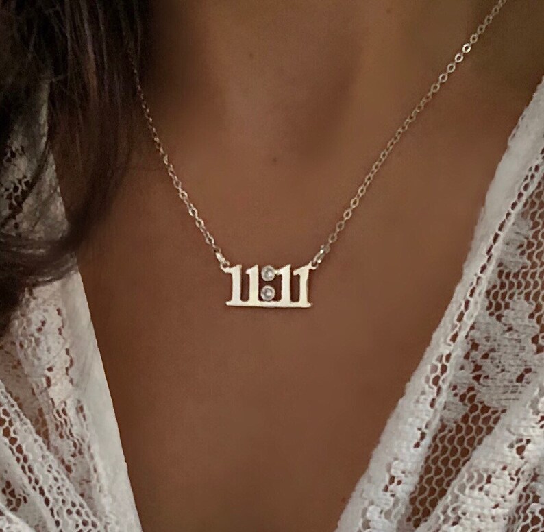 1111 Silver Angel Number Numerology pendant Necklace with Etsy