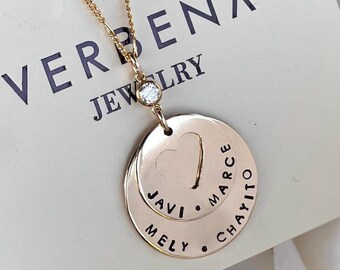 Names Necklace,14k gold filled Mom necklace, Name stamp Necklace, Silver mother’s necklace, kids names, family necklace