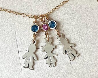 Birthstone necklace, birtksdone initials kids necklace, crystal jewelry, kids names, mom necklace, gold filled and sterling silver
