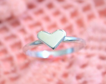 HEART RING, Tiny heart, silver ring, love gift