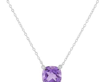 Sterling Silver Amethyst- & CZ-Set Necklace