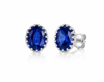 Lab-grown Sapphire Earrings, Silver Earrings, lab sapphire earrings, Wedding Earrings