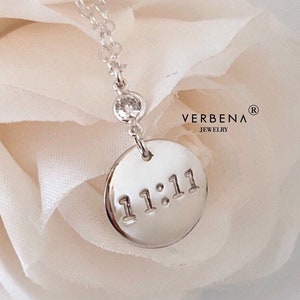Plata de ley 11:11 Número de ángel, Collar con zirconia, joyas estampadas a mano, 1111 Joyería, Pide un deseo,