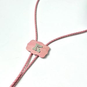 Pink Bolo Tie, western bolo tie, ostrich leg leather bolo tie, cowgirl jewelry