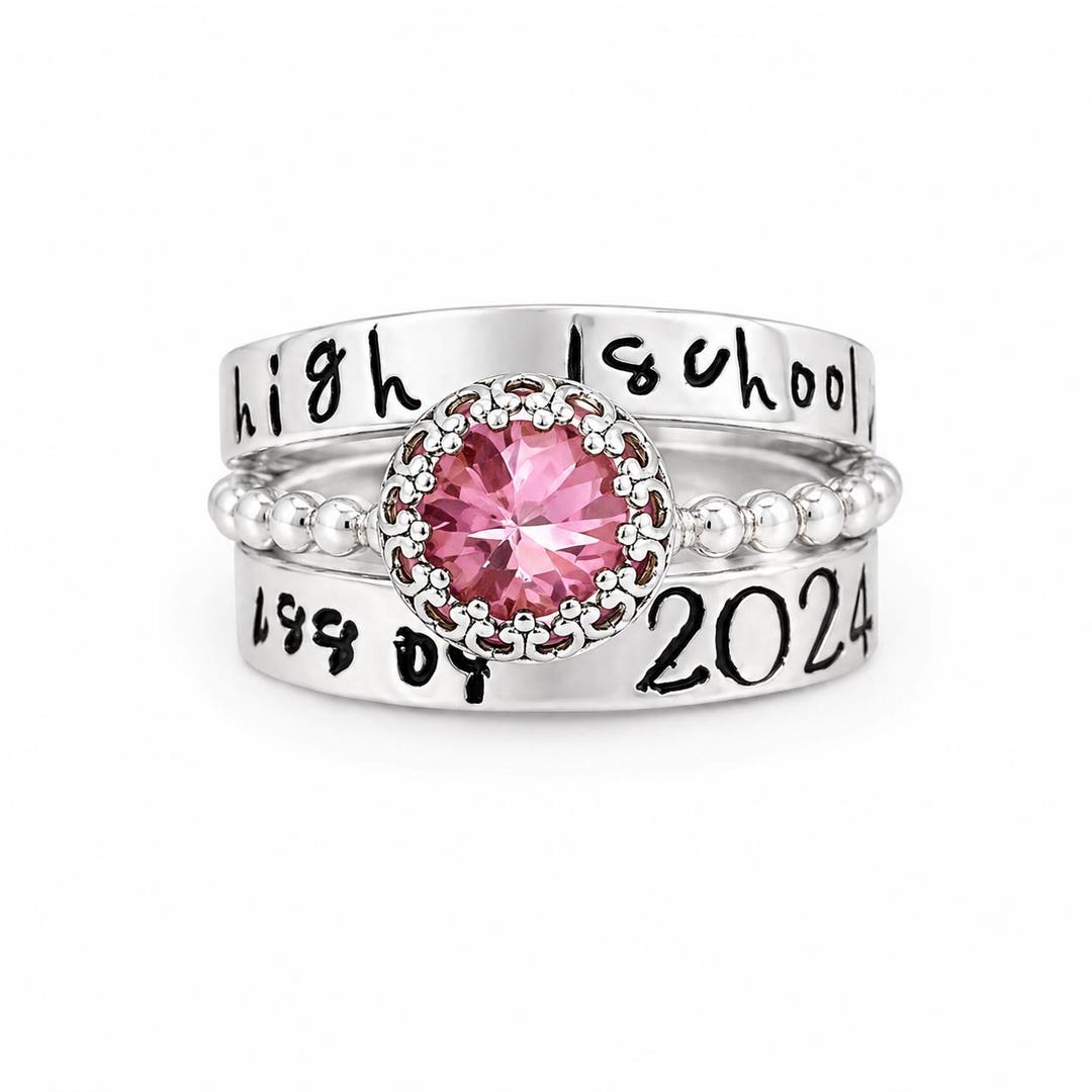 Elegant Graduation Silver Ring Set, Graduation Jewelry, Graduation Ring ...