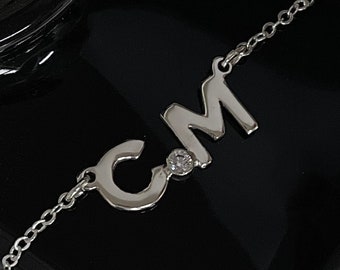 Silver initials necklace