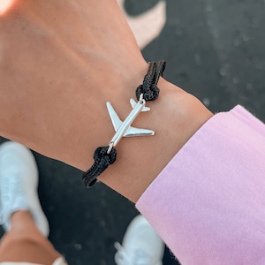 Pulsera de avión, Pulsera de avión Paracord, Joyería de avión de plata de ley