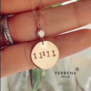 11:11 Gold Filled / Silver Angel Number, Necklace with Zirconia / 14k Gold filled pendant, hand stamped jewelry, 1111 Jewelry, Make a wish,