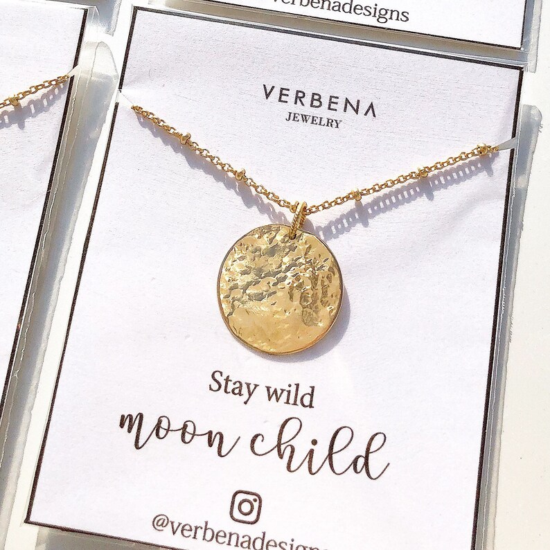gold filled moon necklace Full Moon Necklace coin necklace