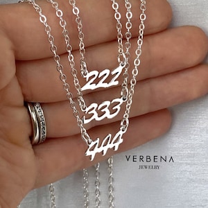 Collar Angel Number Sterling Silver .925, Números de ángeles, 1111, 1111 Joyería, Numerología 222, 333, 444, 555, 666, 777, 888, 999