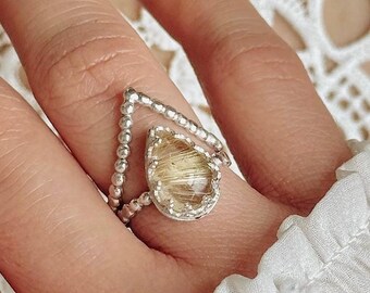 Rutilated Quartz Stackable Ring, Handmade Sterling silver ring, the promise ring, The Promise Within, Self love ring