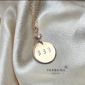Angel Number Necklace, 555, 333, 222, 777, 444, 666, 888  necklace, Angel Numbers, 14k Gold filled pendant, hand stamped jewelry,
