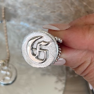 Anillo de plata gótico, Anillos iniciales, anillo personalizado