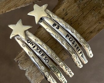 Star Earrings, star dust collection, silver star earrings, jewelry, universe jewelry