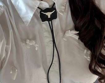 Black Bolo Tie, western bolo tie, natural  leather bolo tie, cowgirl jewelry