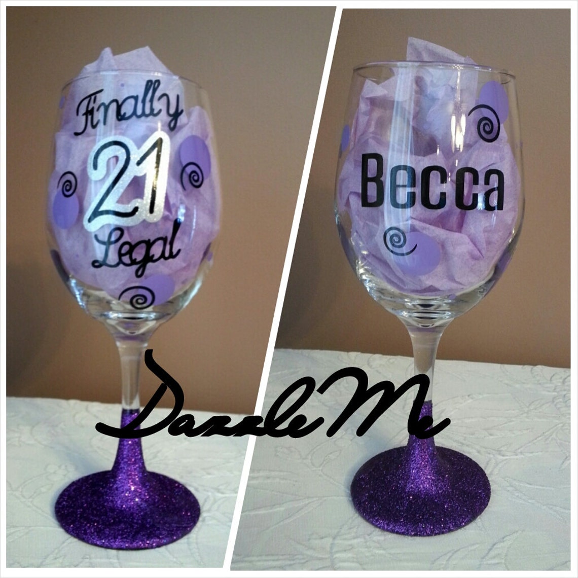 Unique 21st Birthday Gift Finally Legal Oversized Glittered Etsy