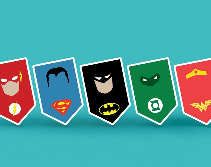 DC Superhero Vinyl Stickers Pack of 5 full Set Etsy