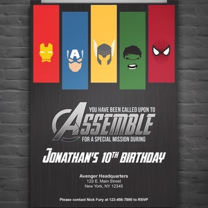 Avengers Birthday Party Invitation - Digital File