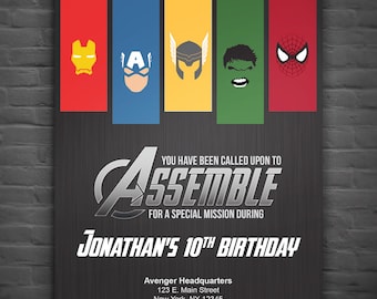Avengers Birthday Party Invitation - Digital File