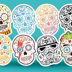 Sugar Skull Vinyl-Aufkleber – 8er-Pack (komplettes Set)