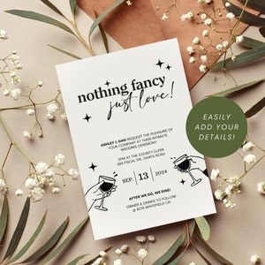 Nothing Fancy Just Love Elopement Invitation Elopement Reception Invitation Intimate Wedding Invitation Simple Printable Invitation Template