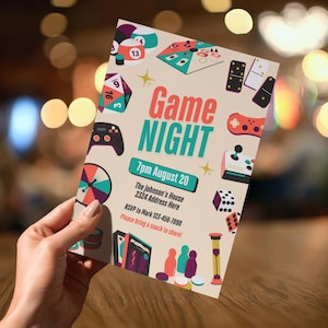 Board Game Night Invitation, Family Couples Game Night Invite, Adult Game Night Evite, Birthday Digital Invitation, Instant Download