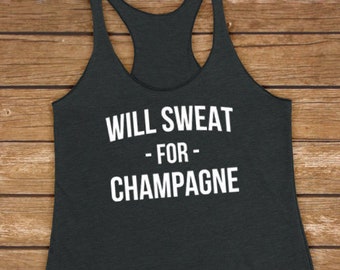 Will Sweat for Champagne - Triblend-trainingstanktop dames dames, yogatanktop, grappig gymshirt