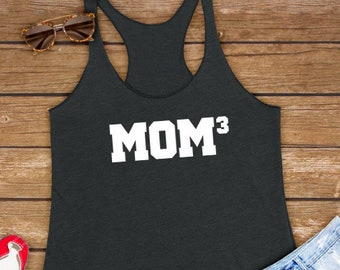 Mom3 | Funny Unisex Gift for Mother, Mom, Mother of Boys, Mom of 3,  Baby Pregnancy, Mother's Day - Women Ladies Triblend Workout Tank Top