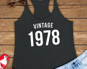 Vintage 78 1978 | Grappig uniseks cadeau voor dertigste verjaardag, 40e verjaardag, 40 worden - dames triblend workout tanktop dames, yoga tan