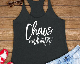 Chaos Coordinator | Funny Shirt for New Mom, Mother of Boys, Wedding Planner Gift - Women Ladies Triblend Workout Tank Top, Yoga Tan