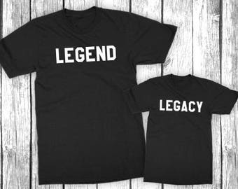 Legend Legacy - Father Son Matching Shirt Set - Best Friends, Daddy and Me, Baby Shower Gift  - Unisex Mens Womens Shirts