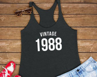 Vintage 88 1988 | Grappig uniseks cadeau voor dertigste verjaardag, 30e verjaardag, 30 worden - dames triblend workout tanktop dames, yoga tan